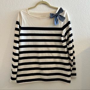 Talbots stripe women long sleeves tee with bow details